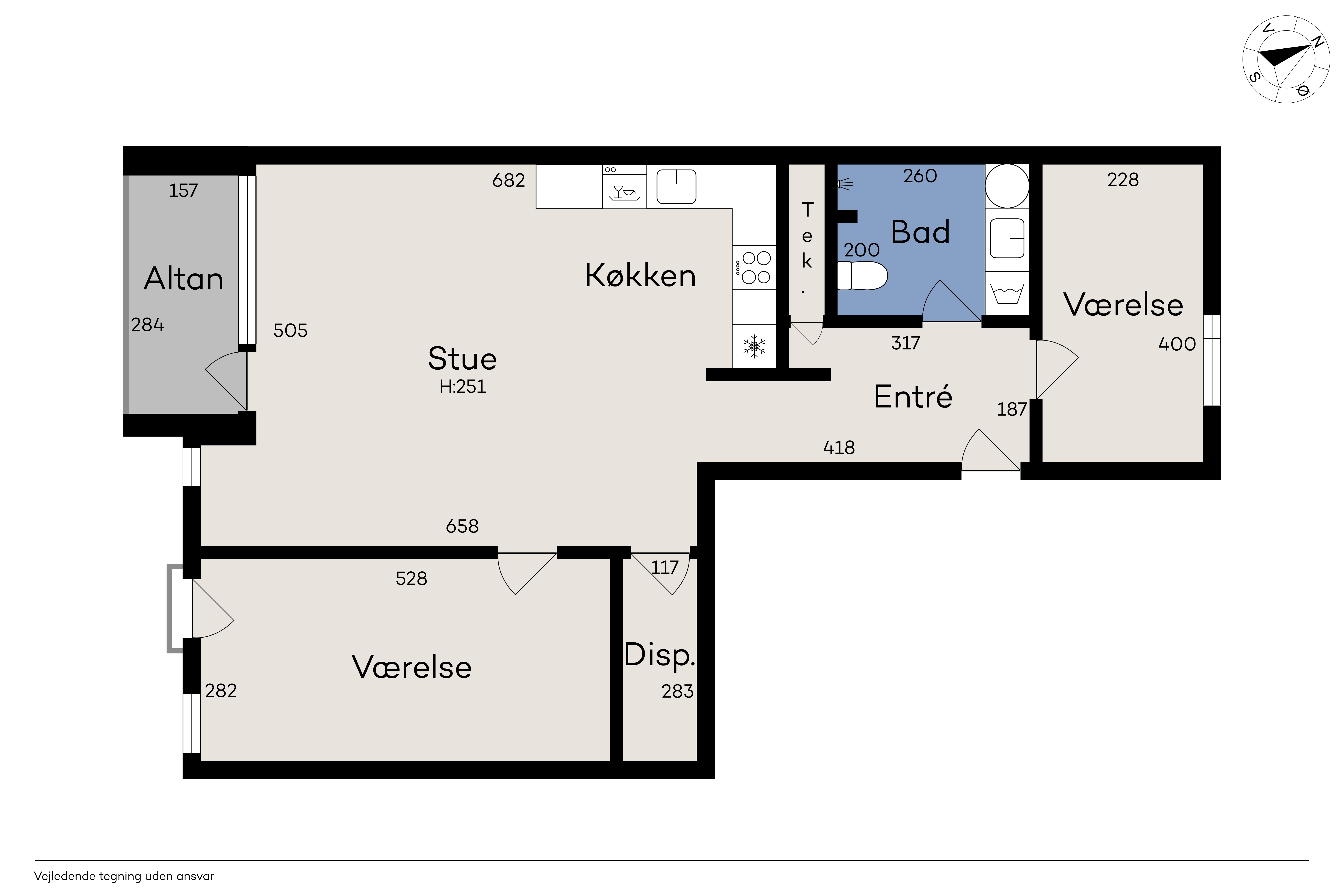 Plantegning — Teglholmsgade 66, 2.tv., 2450 København SV